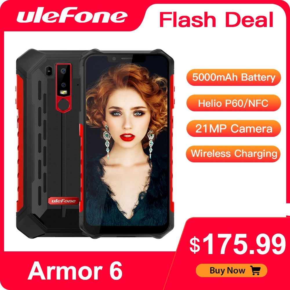 Ulefone Armor 6 NFC IP68 Rugged Smartphone Waterproof Mobile Phone Android Helio P60 Octa Core 6GB 128GB Face ID
Ulefone Armor 6 NFC IP68 Rugged Smartphone Waterproof Mobile Phone Android Helio P60 Octa Core 6GB 128GB Face ID