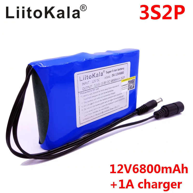HK LiitoKala Высокое качество DC 12V 6800mAh 18650 Li Ion аккумуляторная батарея зарядное