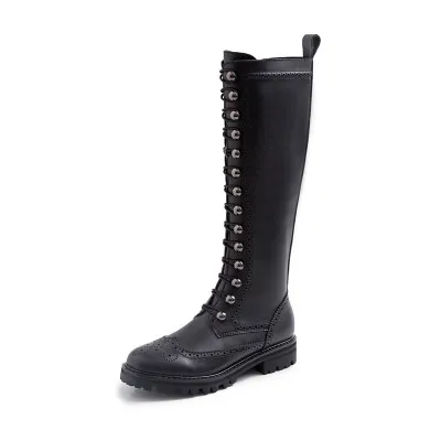 New Fashion Ins Mid Heel Lace-up Chunky Sole Autumn Shoes Handsome Genuine Leather Round Toe Knee-high Motorcycle Boots Women
New Fashion Ins Mid Heel Lace-up Chunky Sole Autumn Shoes Handsome Genuine Leather Round Toe Knee-high Motorcycle Boots Women