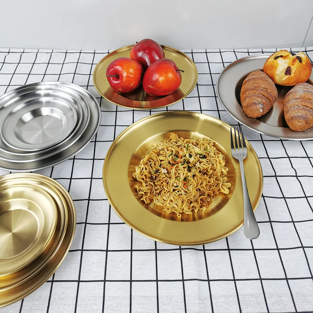 Stainless Steel Round Plate 4PCs Restaurant Household Western Food Pasta Steak Plate Dessert Fruit Salad Dish Kitchen Tableware
Stainless Steel Round Plate 4PCs Restaurant Household Western Food Pasta Steak Plate Dessert Fruit Salad Dish Kitchen Tableware