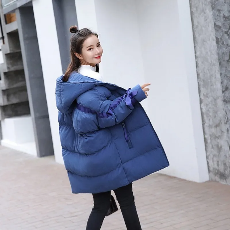 Sweet Bow Winter Thick Warm Womens Cotton Parkas BF Style Long Sleeve Loose Fit Female Medium Length Hooded Outerwear Coats 
Sweet Bow Winter Thick Warm Womens Cotton Parkas BF Style Long Sleeve Loose Fit Female Medium Length Hooded Outerwear Coats