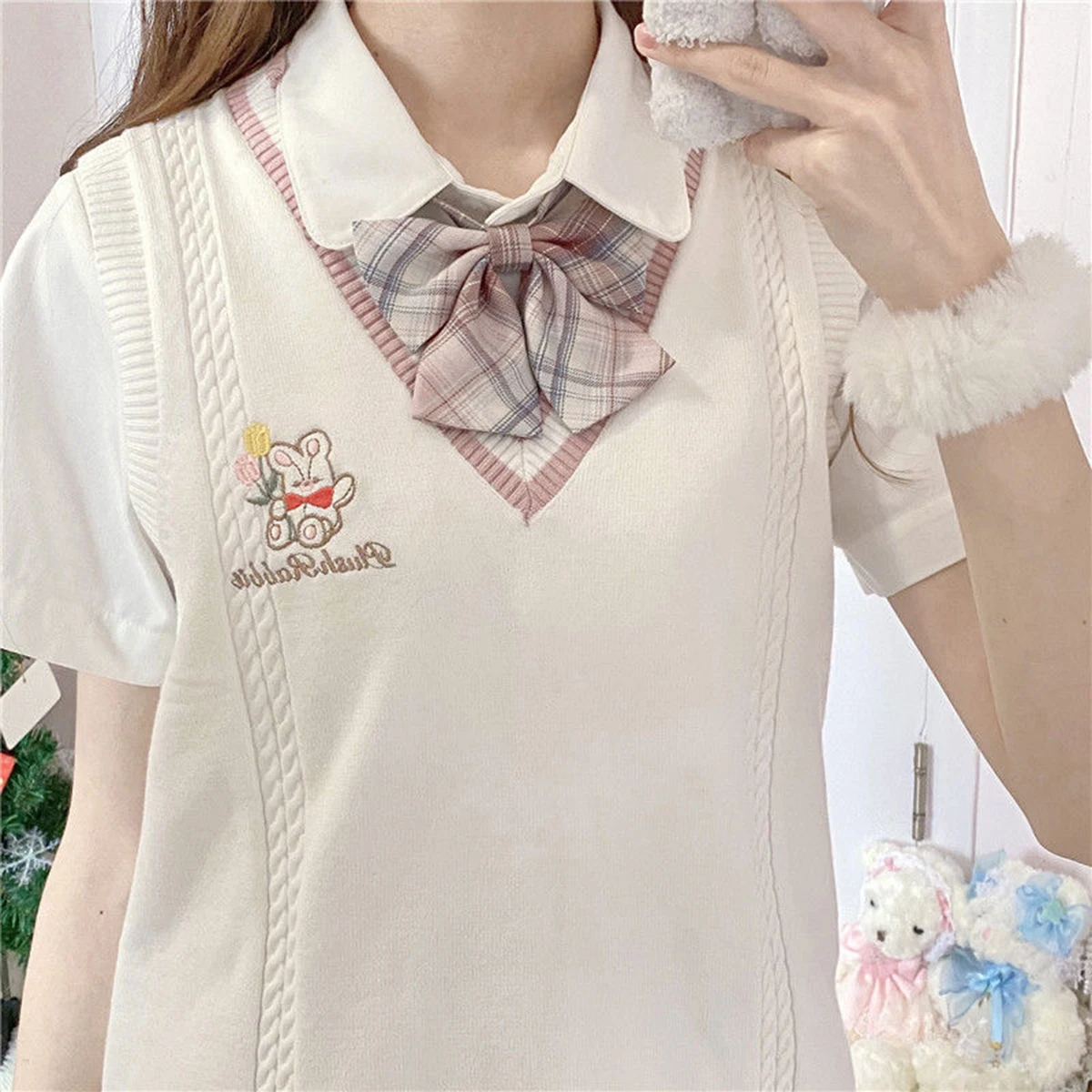 Y2k Preppy Style Oversized Sleeveless Knit Vest Kawaii Pink Cartoon Knitted Sweater Vest Korean Fashion Women Clothing Tops 2021
Y2k Preppy Style Oversized Sleeveless Knit Vest Kawaii Pink Cartoon Knitted Sweater Vest Korean Fashion Women Clothing Tops 2021