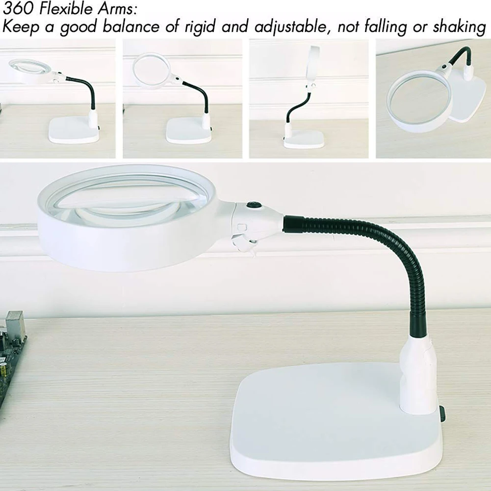 10X Magnifying Glass Use Table Lamp Hand Held with LED Light Hand Free Stand Close Work Light for Reading Craft Repair Tool 
10X Magnifying Glass Use Table Lamp Hand Held with LED Light Hand Free Stand Close Work Light for Reading Craft Repair Tool