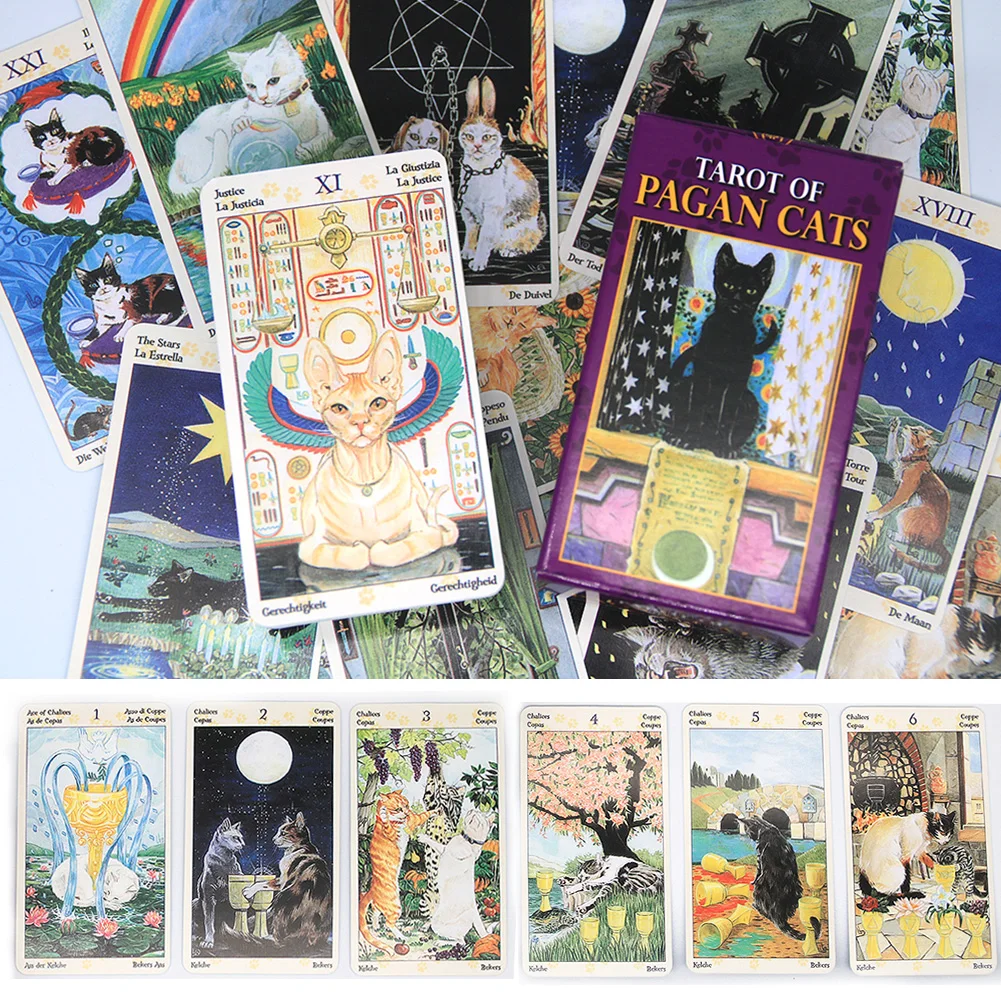 78pcs Gift Full English Party Board Game Pagan Cats Playing Tarot Cards Oracle Deck Divination Funny Entertainment Mysterious
78pcs Gift Full English Party Board Game Pagan Cats Playing Tarot Cards Oracle Deck Divination Funny Entertainment Mysterious