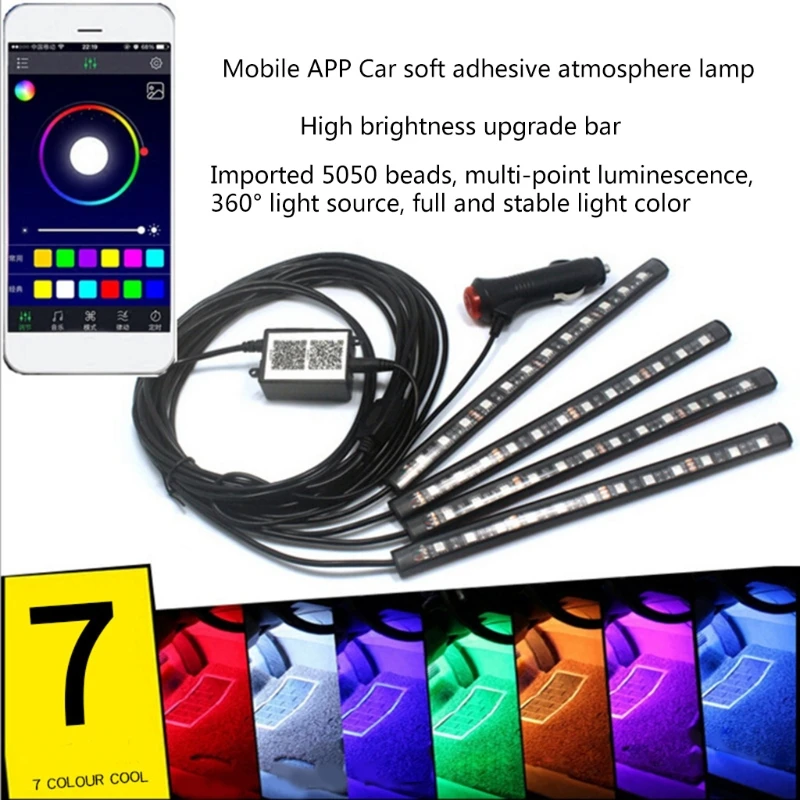 Светодиодная лента RGB для салосветильник автомобиля, 4 шт., 36 светодиодов, Bluetooth, управление музыкой через приложение
Светодиодная лента RGB для салосветильник автомобиля, 4 шт., 36 светодиодов, Bluetooth, управление музыкой через приложение
