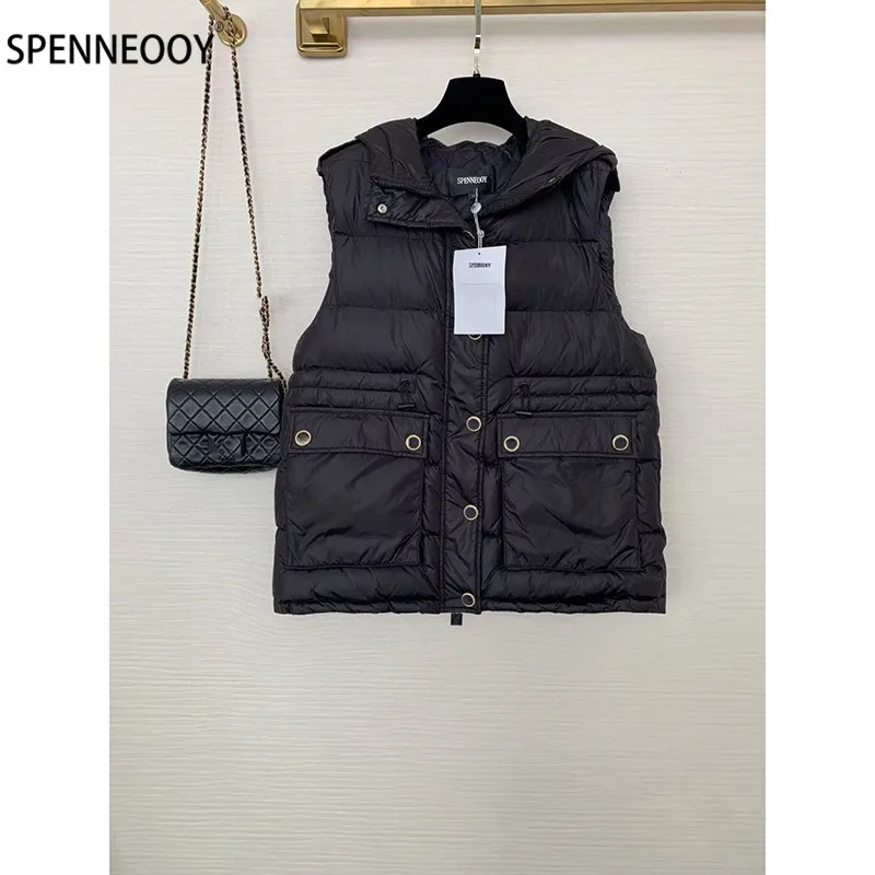SPENNEOOY Модный черный толстый пуховой жилет с капюшоном, Женский дизайнерский брендовый зимний высококачественный жилет на белом утином пуху...
SPENNEOOY Модный черный толстый пуховой жилет с капюшоном, Женский дизайнерский брендовый зимний высококачественный жилет на белом утином пуху...