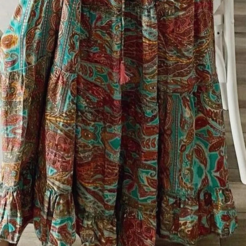 Women Chic Retro Floral Print Boho Dress 2021 Spring 3/4 Flare Sleeve Ruffle Maxi Dress Summer V Neck Button Beach Holiday Dress
Women Chic Retro Floral Print Boho Dress 2021 Spring 3/4 Flare Sleeve Ruffle Maxi Dress Summer V Neck Button Beach Holiday Dress