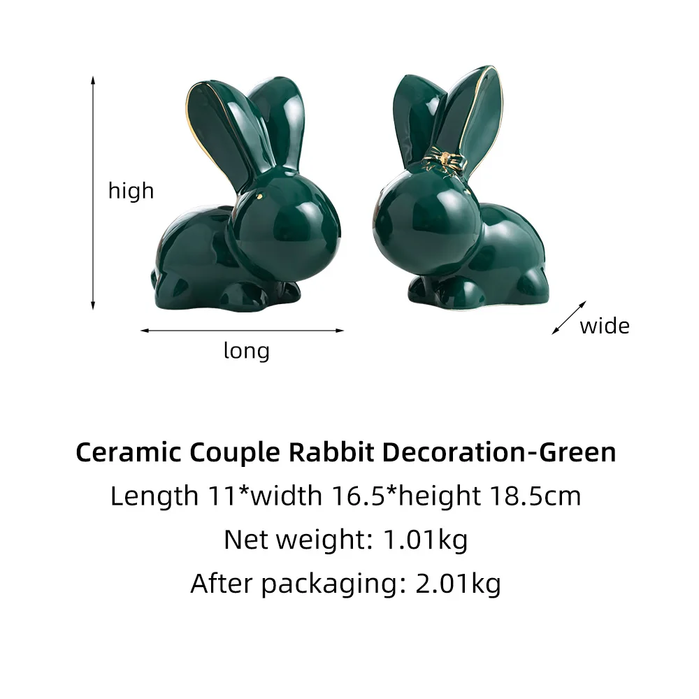 2pcs Modern Ceramic Green Rabbit Figurines Cute Crafts Home Living Room Decoration Gift Statue Animal Ornaments Accessories
2pcs Modern Ceramic Green Rabbit Figurines Cute Crafts Home Living Room Decoration Gift Statue Animal Ornaments Accessories