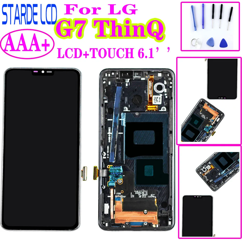 

Оригинальный ЖК-дисплей 6,1 дюйма для LG G7 thinQ G710, ЖК-дисплей, сенсорный экран в сборе, дигитайзер с рамкой G710EM G710PM G710VMP G710TM, ЖК-дисплей