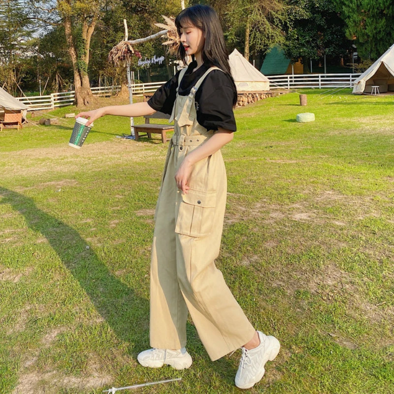 Women Jumpsuits Solid Sashes Ankle-length Multi Pockets Korean Chic Leisure Safari-style Female Suspenders Simple Ins Bf Ulzzang
Women Jumpsuits Solid Sashes Ankle-length Multi Pockets Korean Chic Leisure Safari-style Female Suspenders Simple Ins Bf Ulzzang