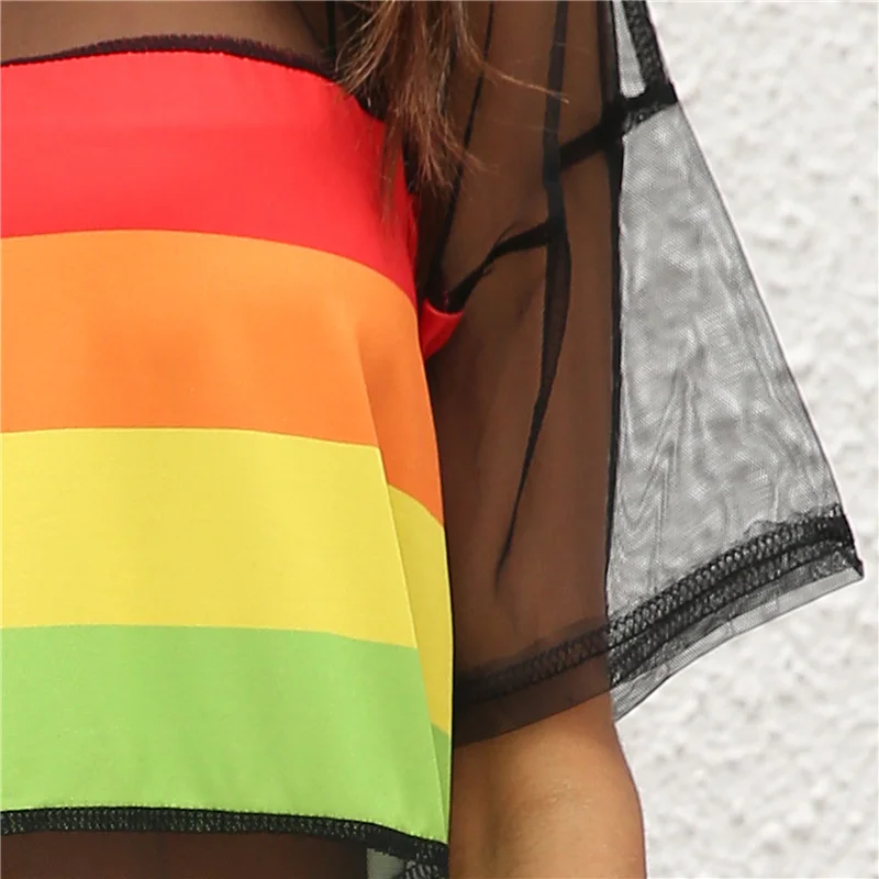 2021 New Beach Wear Rainbow Fashion Vacation Beach Dresses and Tunics Black Mesh Lace Cover Ups for Women Lace Sleeve Cover-ups
2021 New Beach Wear Rainbow Fashion Vacation Beach Dresses and Tunics Black Mesh Lace Cover Ups for Women Lace Sleeve Cover-ups