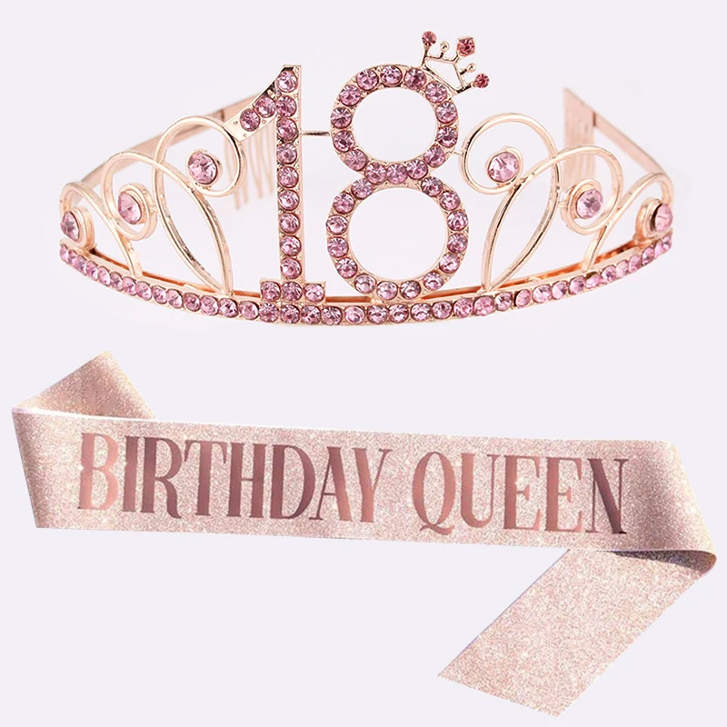 Glitter Gold 18th Happy Birthday Crystal Crown Tiara Sash Birthday Party Decorations Adult Anniversary Party Gift Supplies
Glitter Gold 18th Happy Birthday Crystal Crown Tiara Sash Birthday Party Decorations Adult Anniversary Party Gift Supplies