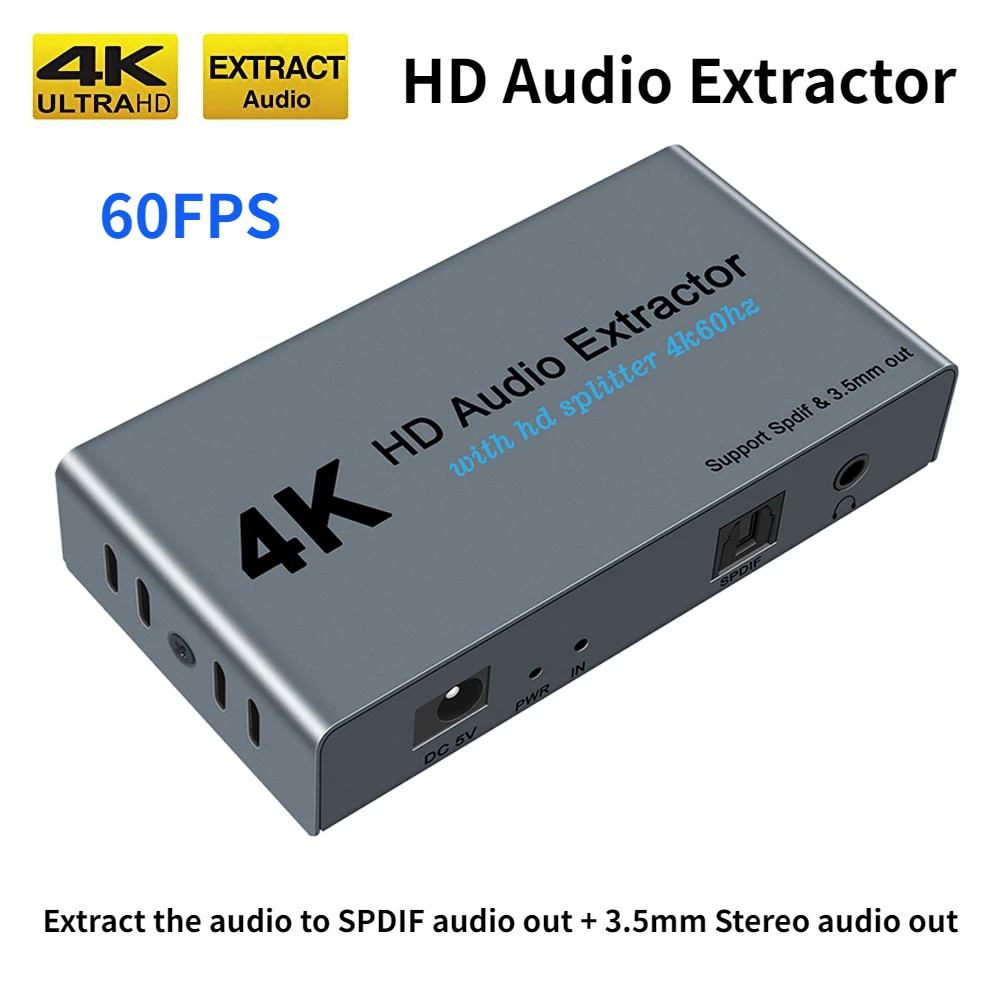 4K HD аудио экстрактор HDMI сплиттер 1 в 2 выхода оптический Spdif Toslink с и 3 5 мм стерео