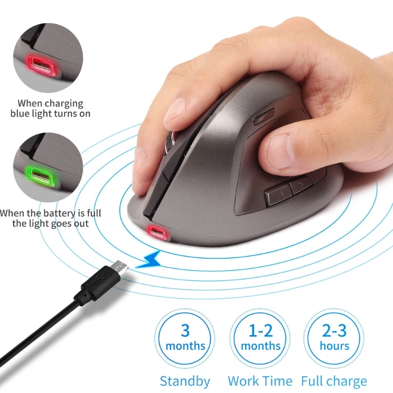 6 Buttons Ergonomic Wireless Mouse 1600DPI USB Rechargeable 2.4GHz Optical Vertical Mice for PC Laptop Desktop Notebook
6 Buttons Ergonomic Wireless Mouse 1600DPI USB Rechargeable 2.4GHz Optical Vertical Mice for PC Laptop Desktop Notebook