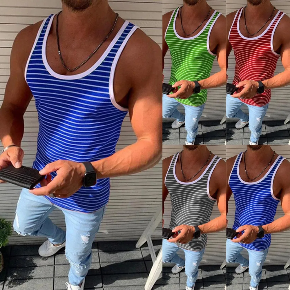 2021 Brand New Men's Tank Casual Striped Sleeveless O Neck Shirts Vest Summer Beach Sportswear Holiday Tops Gym Fitness Clothing
2021 Brand New Men's Tank Casual Striped Sleeveless O Neck Shirts Vest Summer Beach Sportswear Holiday Tops Gym Fitness Clothing