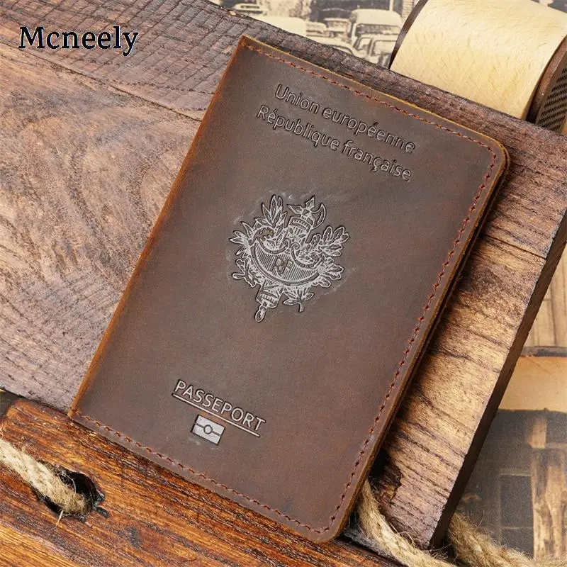 French Genuine Leather Passport Cover Crazy Horse Solid Passport Holder Business Unisex Durable Travel Wallet Case for France
French Genuine Leather Passport Cover Crazy Horse Solid Passport Holder Business Unisex Durable Travel Wallet Case for France