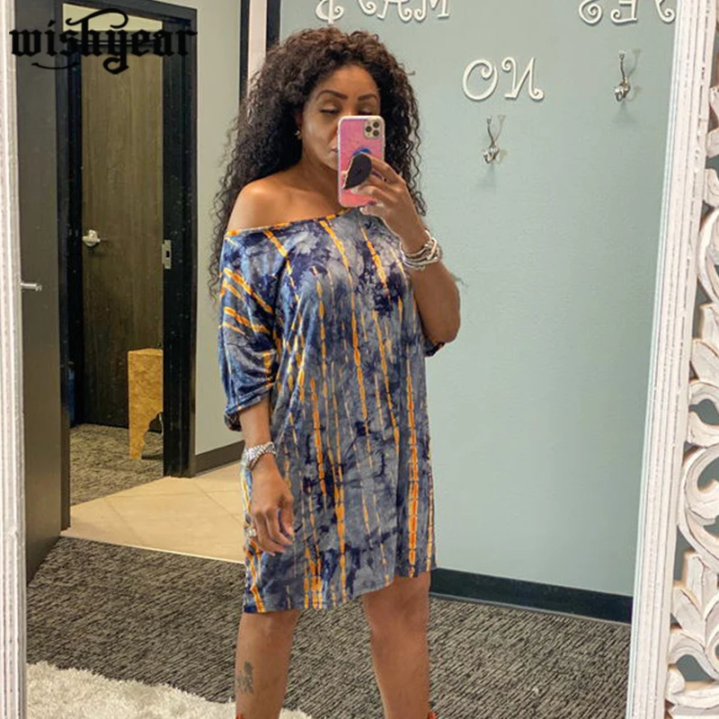 Women Tie Dye Print Mini Dress Sexy Off Shoulder Half Sleeve High Street Loose Shirt Dress 2020 Fashion Vestidos Plus Size S-XXL
Women Tie Dye Print Mini Dress Sexy Off Shoulder Half Sleeve High Street Loose Shirt Dress 2020 Fashion Vestidos Plus Size S-XXL