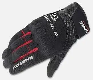 

Komine GK-176 CE Protect Mesh Gloves Motocross Motorbike Mens Woman Unisex Black White Red Gloves