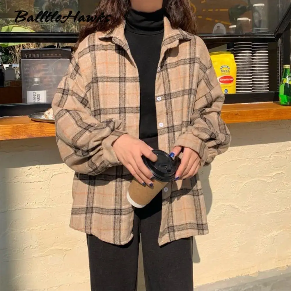 2021 Female Spring Street Blouse Shirts Vintage Oversized Plaid Flannel Boyfriend Tunic Shirt for Women Casual Korean Tops
2021 Female Spring Street Blouse Shirts Vintage Oversized Plaid Flannel Boyfriend Tunic Shirt for Women Casual Korean Tops