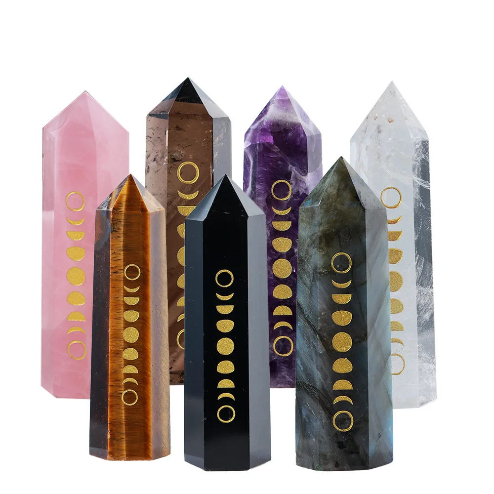 1PCS Natural Crystal Point Wand Rose quartz Healing Amethyst Customized solar eclipse Gold Logo Energy Ore Mineral Crafts
1PCS Natural Crystal Point Wand Rose quartz Healing Amethyst Customized solar eclipse Gold Logo Energy Ore Mineral Crafts