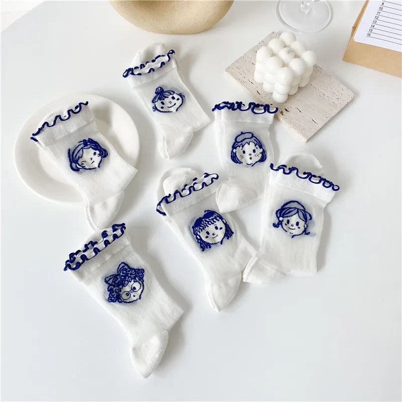 Cartoon Printing Lolita Style Kawaii Cute Ruffle Socks Solid White Woman Socks Summer Mesh Thin Transparent Crew Socks Novelty
Cartoon Printing Lolita Style Kawaii Cute Ruffle Socks Solid White Woman Socks Summer Mesh Thin Transparent Crew Socks Novelty