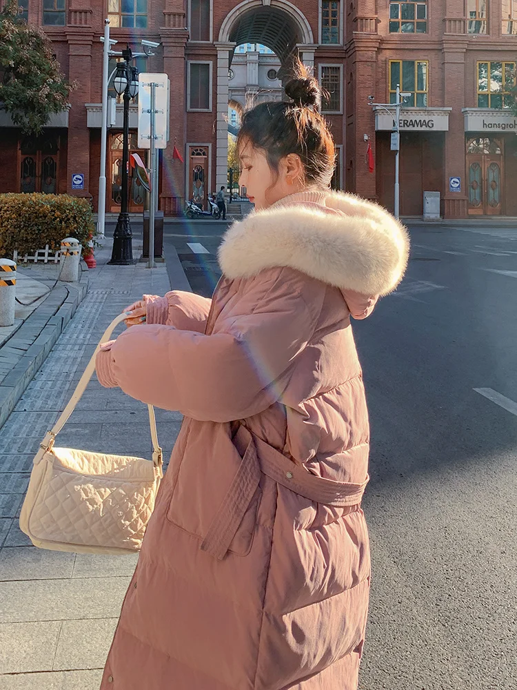 Down Parka Pink Gentle Down Cotton Padded Jacket Women's Winter Middle And Long Korean Loose Large Wool Collar Knee Length
Down Parka Pink Gentle Down Cotton Padded Jacket Women's Winter Middle And Long Korean Loose Large Wool Collar Knee Length