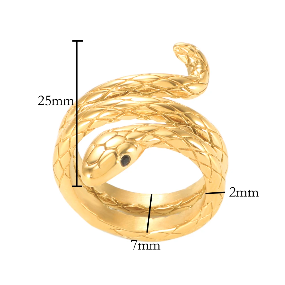 Stainless Steel Men Women Vintage Snake Shaped Ring Exaggerated Gold Plated Gothic Ring For Party Jewelry Gift Mujer Bijoux
Stainless Steel Men Women Vintage Snake Shaped Ring Exaggerated Gold Plated Gothic Ring For Party Jewelry Gift Mujer Bijoux