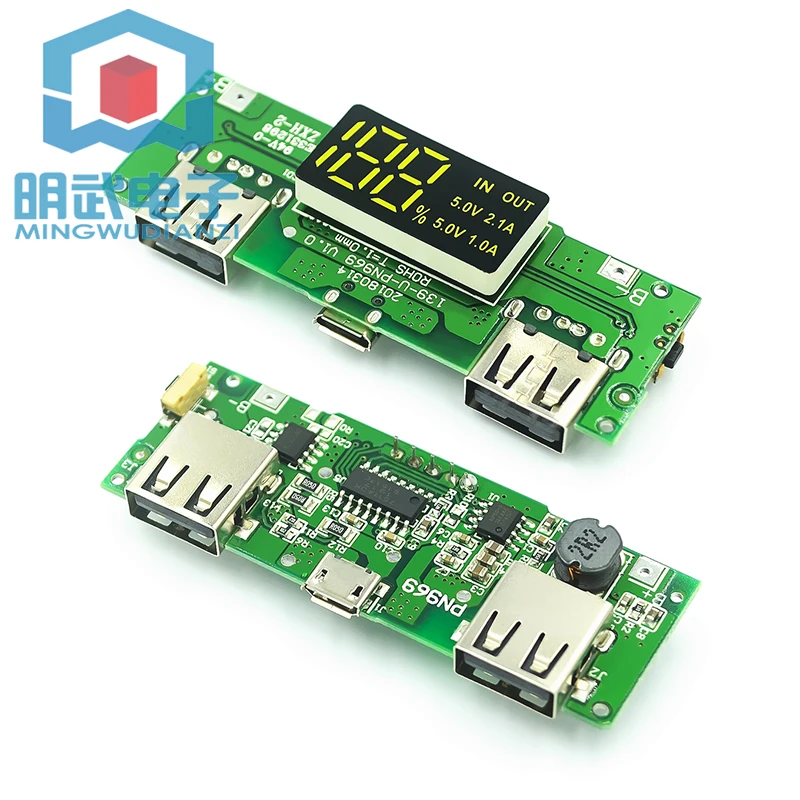 

18650 lithium battery digital display charging module 5V2.4A 2A 1A dual USB output with display boost module