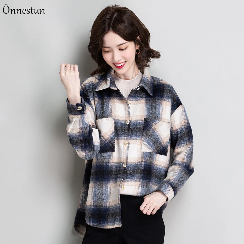 Woolen Women's Shirt 2021 New Spring Autumn Loose Top Female Vintage Women's Clothing Fashion Plaid Long Sleeve Women Blouses
Woolen Women's Shirt 2021 New Spring Autumn Loose Top Female Vintage Women's Clothing Fashion Plaid Long Sleeve Women Blouses