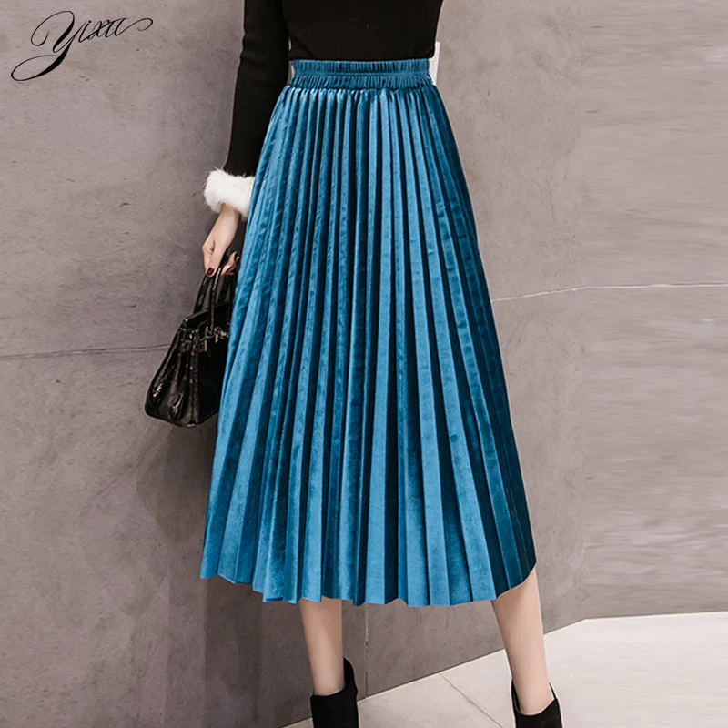 New Woman Winter Velvet Pleated Skirt Solid Color Empire Waisted Female Casual Mid Length Skirts Autumn Ladies Elegant Skirt
New Woman Winter Velvet Pleated Skirt Solid Color Empire Waisted Female Casual Mid Length Skirts Autumn Ladies Elegant Skirt