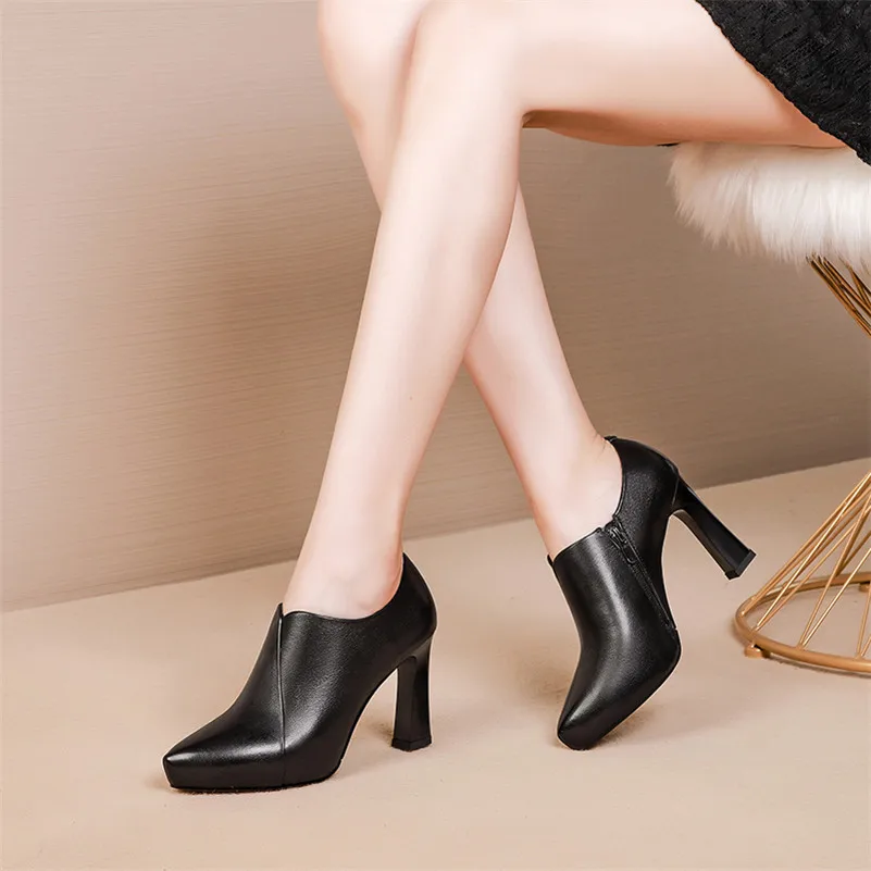 ANNYMOLI High Heels Women Pumps Natural Genuine Leather Thick High Heel Shoes Cow Leather Zipper Pointed Toe Shoes Lady Size 39
ANNYMOLI High Heels Women Pumps Natural Genuine Leather Thick High Heel Shoes Cow Leather Zipper Pointed Toe Shoes Lady Size 39