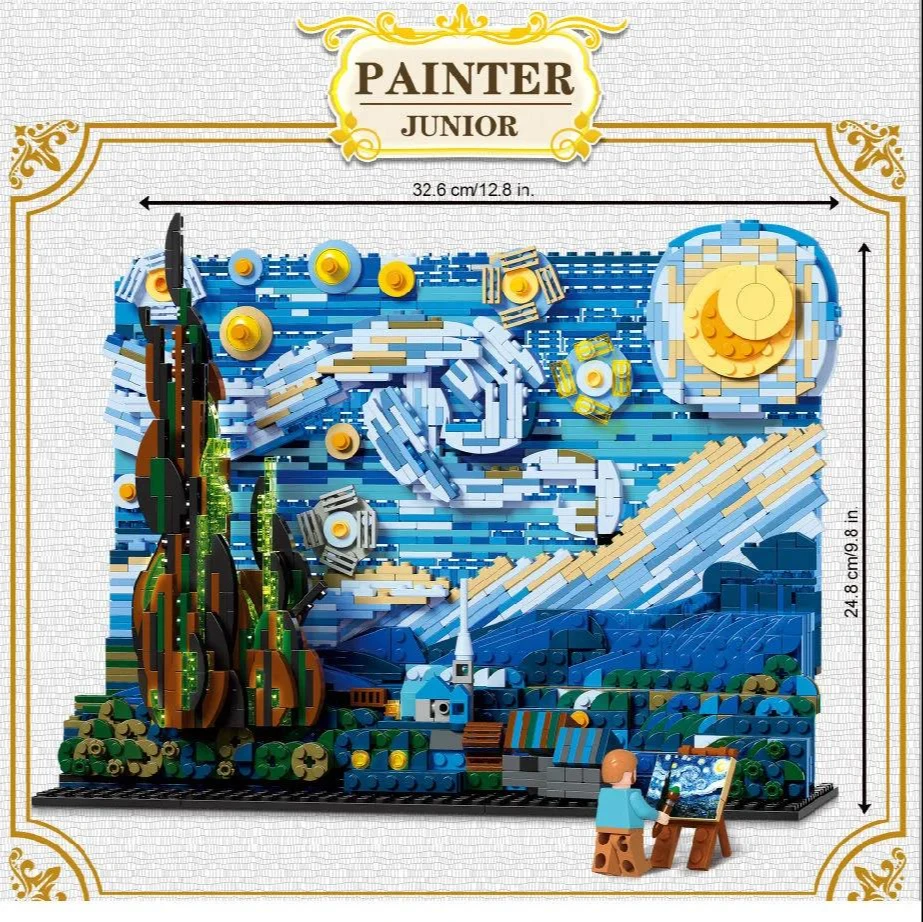 Van Gogh Starry Sky Moon Night Portrait Compatible with Girl Version Assembled Building Block Painting Kanagawa Adul
Van Gogh Starry Sky Moon Night Portrait Compatible with Girl Version Assembled Building Block Painting Kanagawa Adul