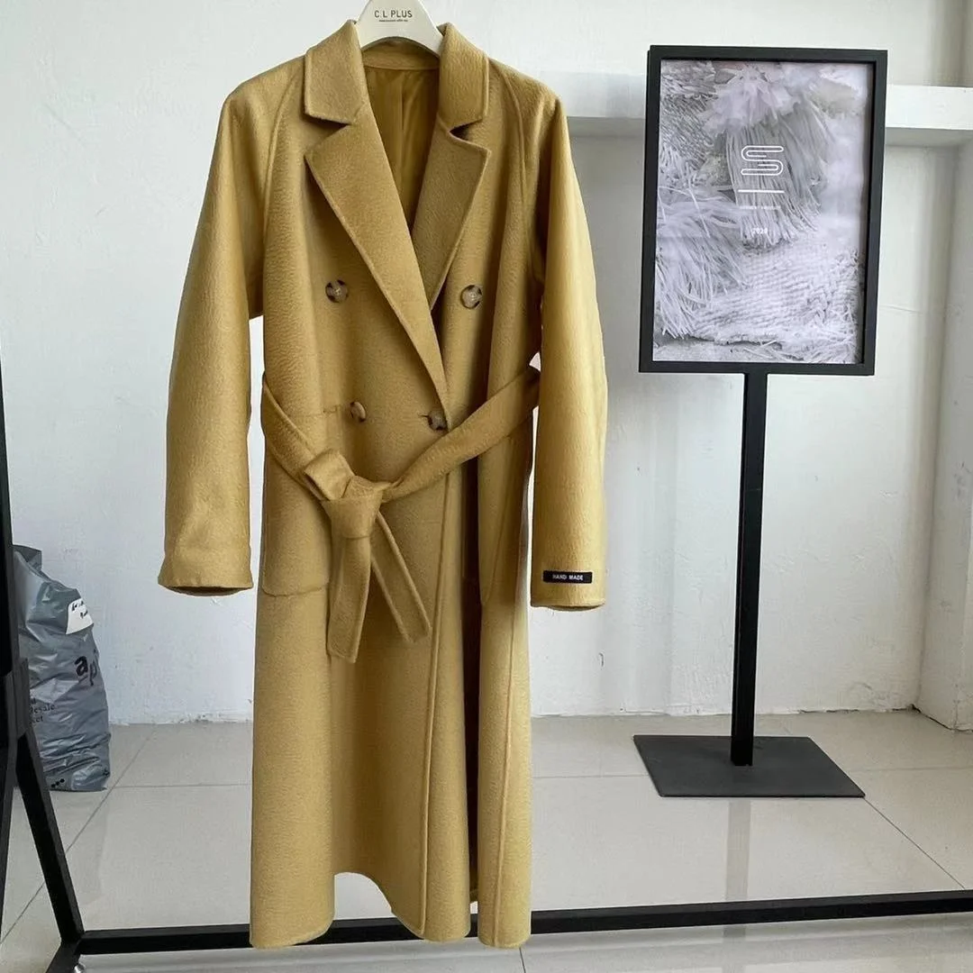 Shopkeeper keeps high-end water suit collar, medium long double-sided cashmere coat, woolen coat, female 
Shopkeeper keeps high-end water suit collar, medium long double-sided cashmere coat, woolen coat, female