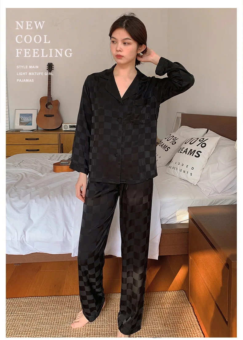 Sexy Lace Pajamas Elegant Print Silk Pyjamas Long Sleeve Trouser Female Homewear Spring Autumn Sleepwear Soft Pijama For Women
Sexy Lace Pajamas Elegant Print Silk Pyjamas Long Sleeve Trouser Female Homewear Spring Autumn Sleepwear Soft Pijama For Women
