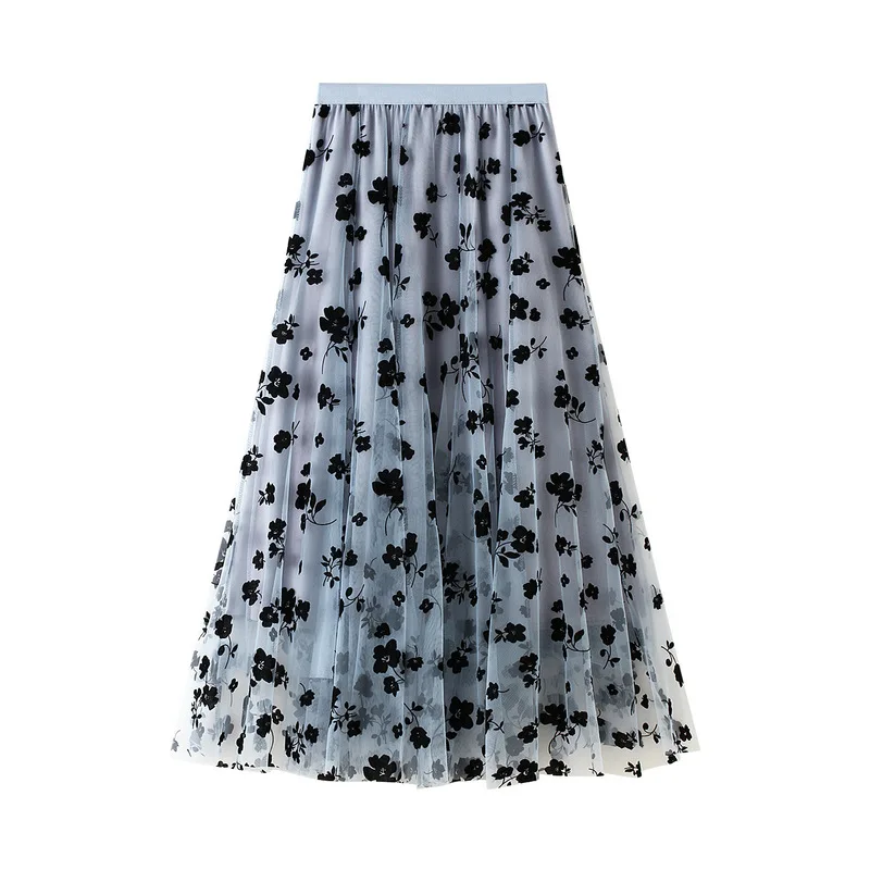 Flocked Mesh Skirt Women 2021 Spring Summer Fashion Floral Flocking Elegant Sweet Casual Women's High-waisted Pleated Long Skirt
Flocked Mesh Skirt Women 2021 Spring Summer Fashion Floral Flocking Elegant Sweet Casual Women's High-waisted Pleated Long Skirt