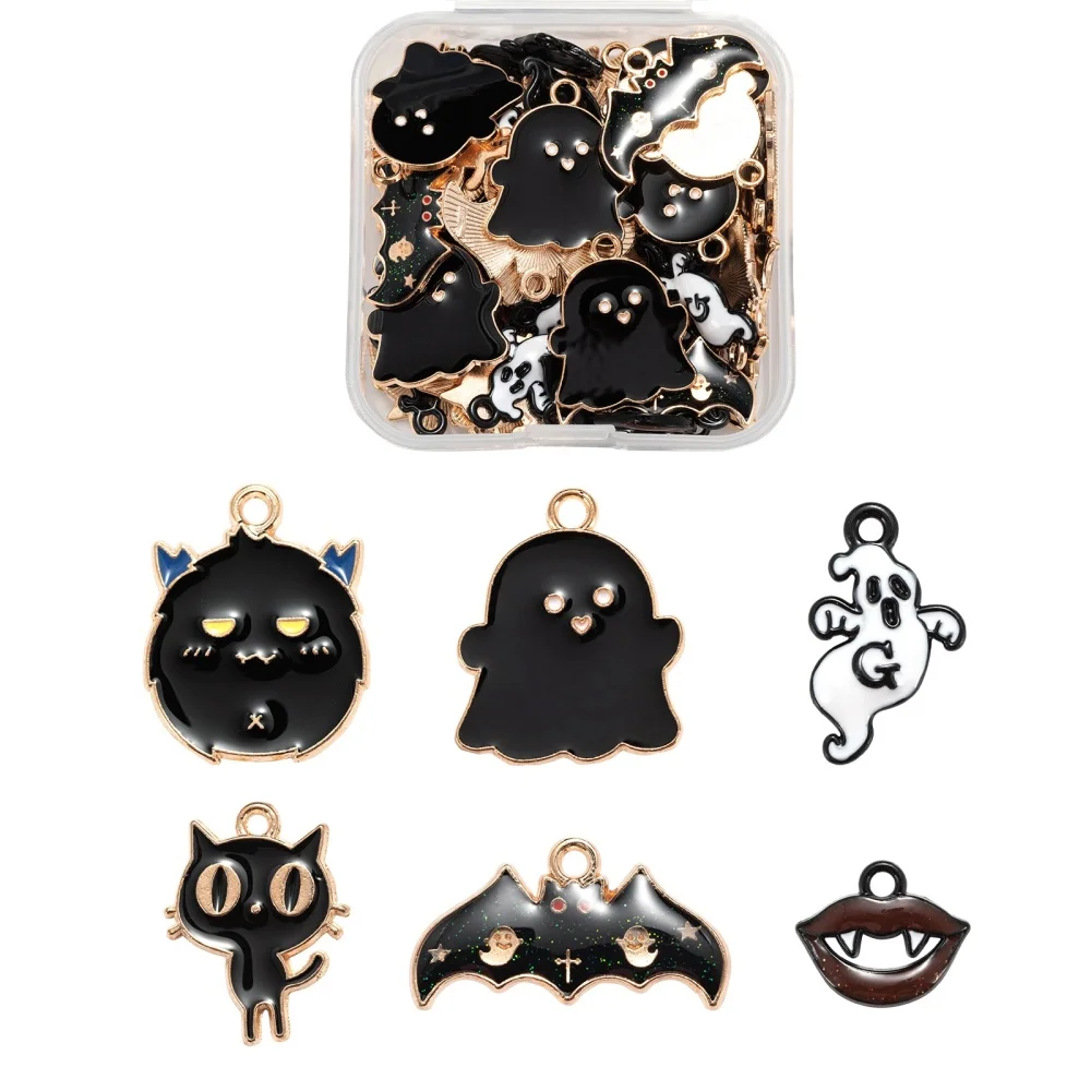 1Box Halloween Style Enamel Pendants Black White Ghost Skeleton Enamel Charms Fit Necklaces Pendant Earrings DIY Jewelry Making
1Box Halloween Style Enamel Pendants Black White Ghost Skeleton Enamel Charms Fit Necklaces Pendant Earrings DIY Jewelry Making