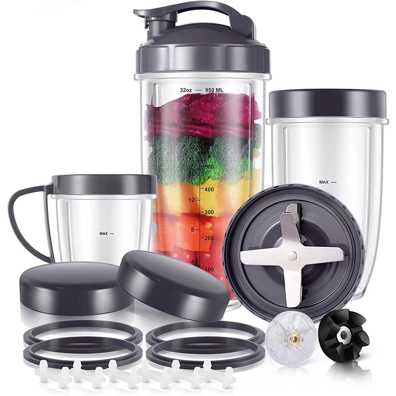 Набор запасных частей для чашек и лезвий экстрактора NutriBullet 600W/900W, 21 предмет, 32/24/18 унций
Набор запасных частей для чашек и лезвий экстрактора NutriBullet 600W/900W, 21 предмет, 32/24/18 унций