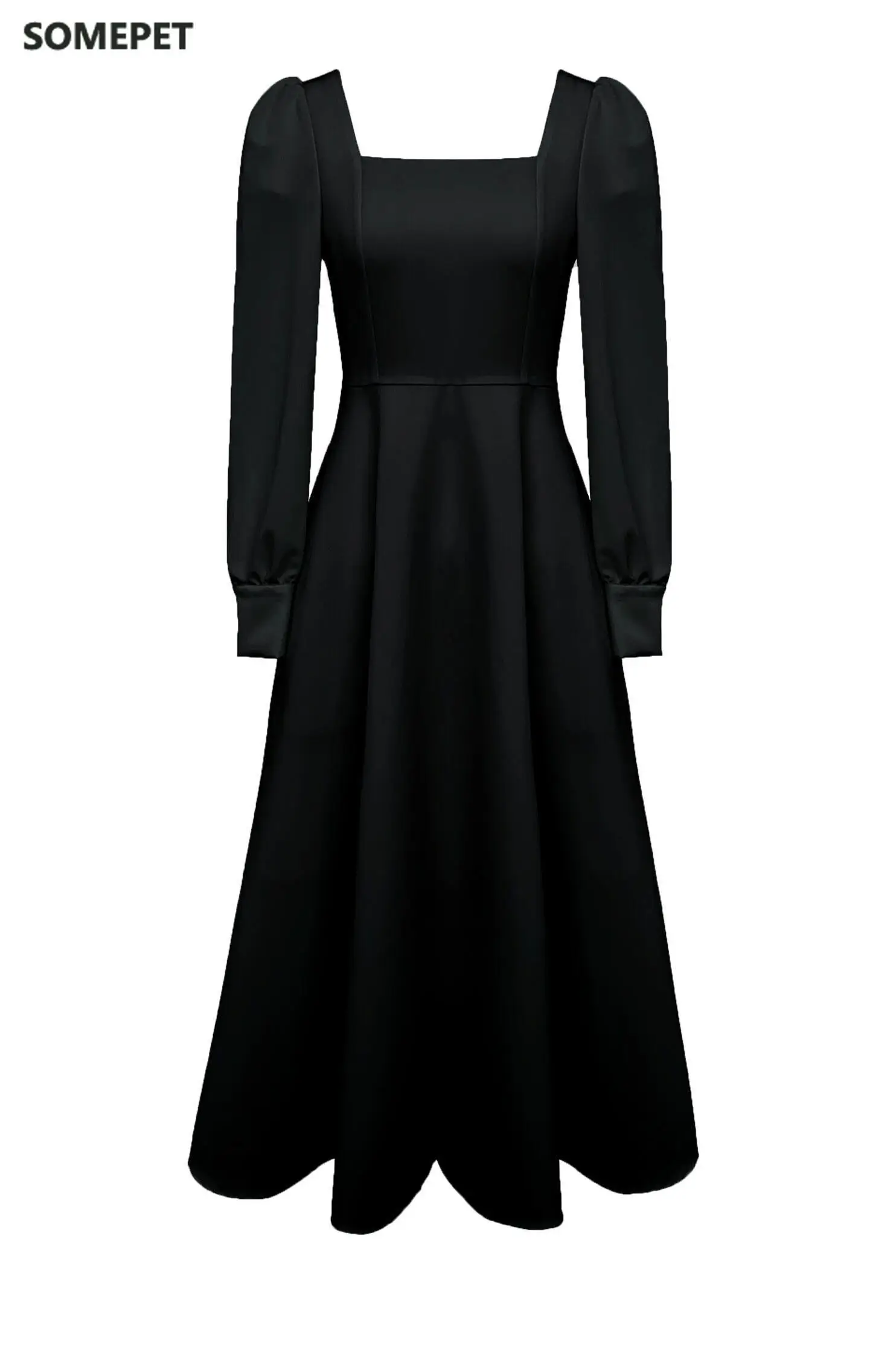 Dress French black full sleeved ladies long skirt new spring retro square Hepburn style square collar dress fashion
Dress French black full sleeved ladies long skirt new spring retro square Hepburn style square collar dress fashion