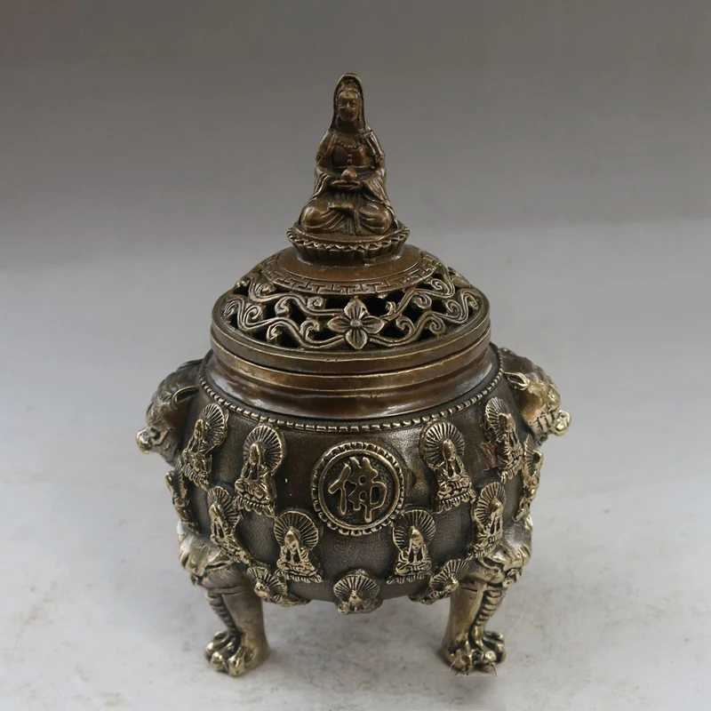 

Exquisite Old Brass Buddha Statue Incense Burner Made During The Daming Xuande Censer Statue