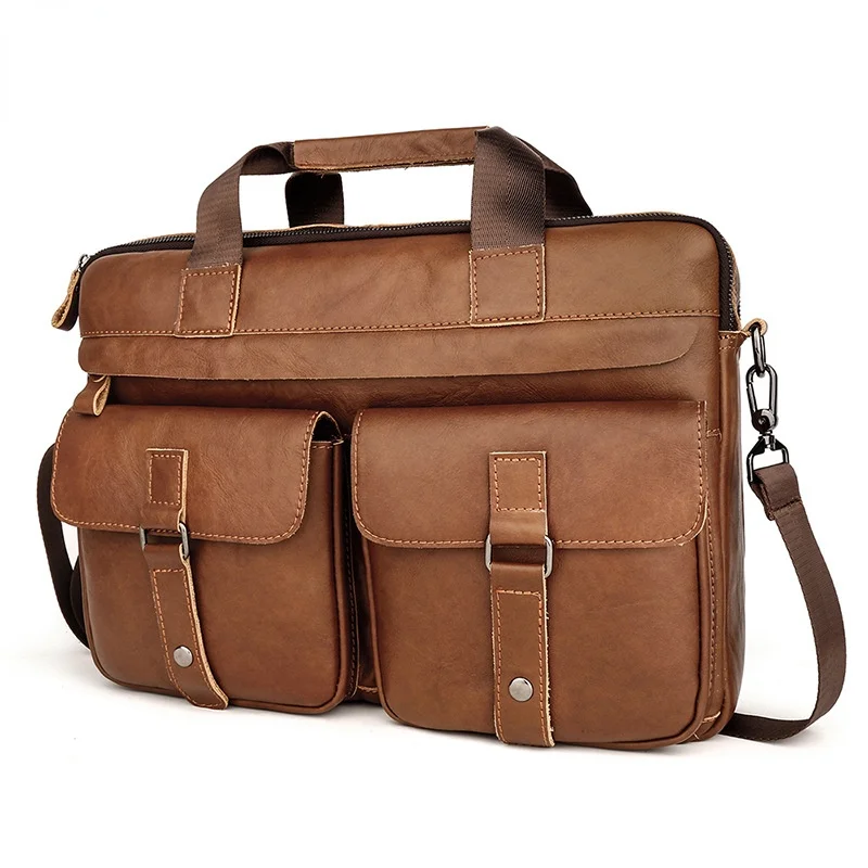 

Портфель мужской из натуральной кожи, деловая сумка с карманом, офисный мессенджер для документов А4, паспорта, AA6014, коричневый, черный
