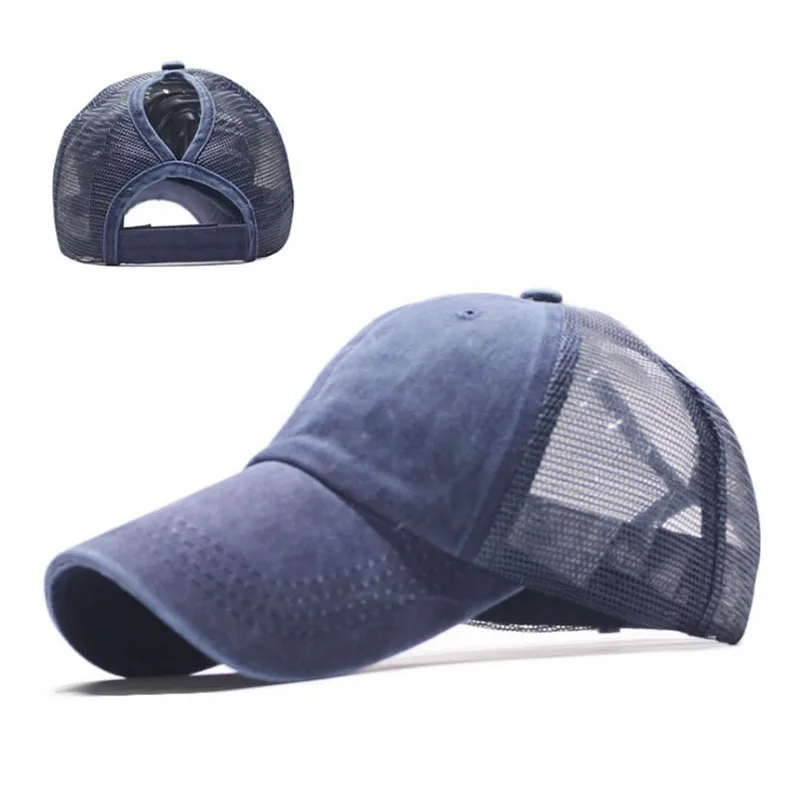 

2020 Ponytail Baseball Cap For Women Summer Breathable Mesh Trucker Hat Men Bone Washed Dad Caps Ladies Peaked Cap Sun Hats