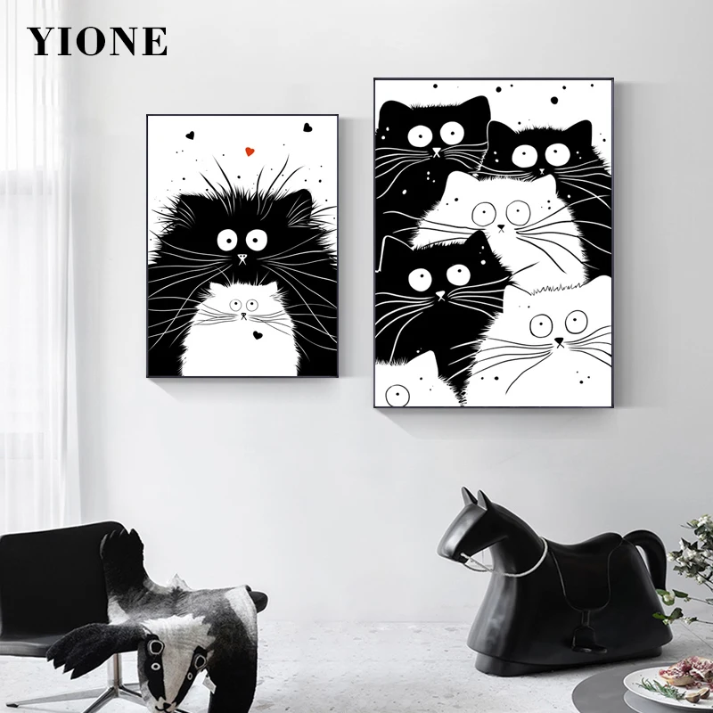 Black and White Cats Canvas Paintings Custom Cartoon Animal Kitten Lover Wall Posters Picture Art Prints Kids Room Living Decor
Black and White Cats Canvas Paintings Custom Cartoon Animal Kitten Lover Wall Posters Picture Art Prints Kids Room Living Decor