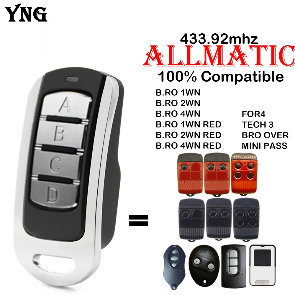 Пульт дистанционного управления ALLMATIC FOR4 TECH 3 BRO OVER MINI PASS B.RO 1WN 2WN 4WN, пульт дистанционного управления гаражной дверью
Пульт дистанционного управления ALLMATIC FOR4 TECH 3 BRO OVER MINI PASS B.RO 1WN 2WN 4WN, пульт дистанционного управления гаражной дверью