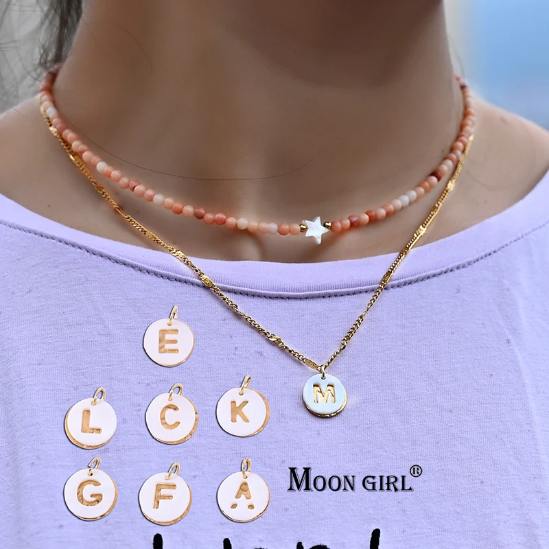 2pcs/Lot Stainless Steel Chains Initial Necklace for Women Natural Stone Beads Star Choker Shell Letter Pendant Jewelry
2pcs/Lot Stainless Steel Chains Initial Necklace for Women Natural Stone Beads Star Choker Shell Letter Pendant Jewelry