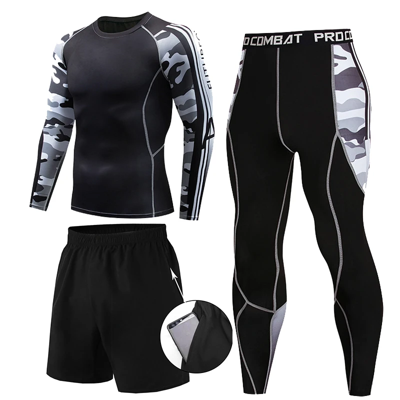 Бренд 3 шт./компл. мужской костюм rashguard Мужская компрессионная одежда для ММА
