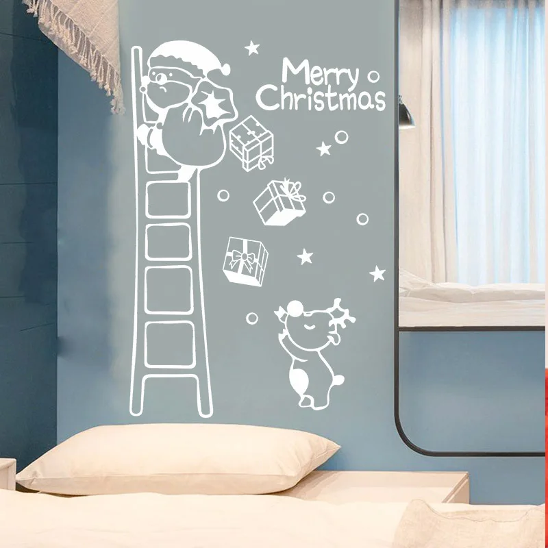Climbing santa claus merry christmas Wall Sticker | Red, white, black, showcase, window door background, christmas, new 
Climbing santa claus merry christmas Wall Sticker | Red, white, black, showcase, window door background, christmas, new