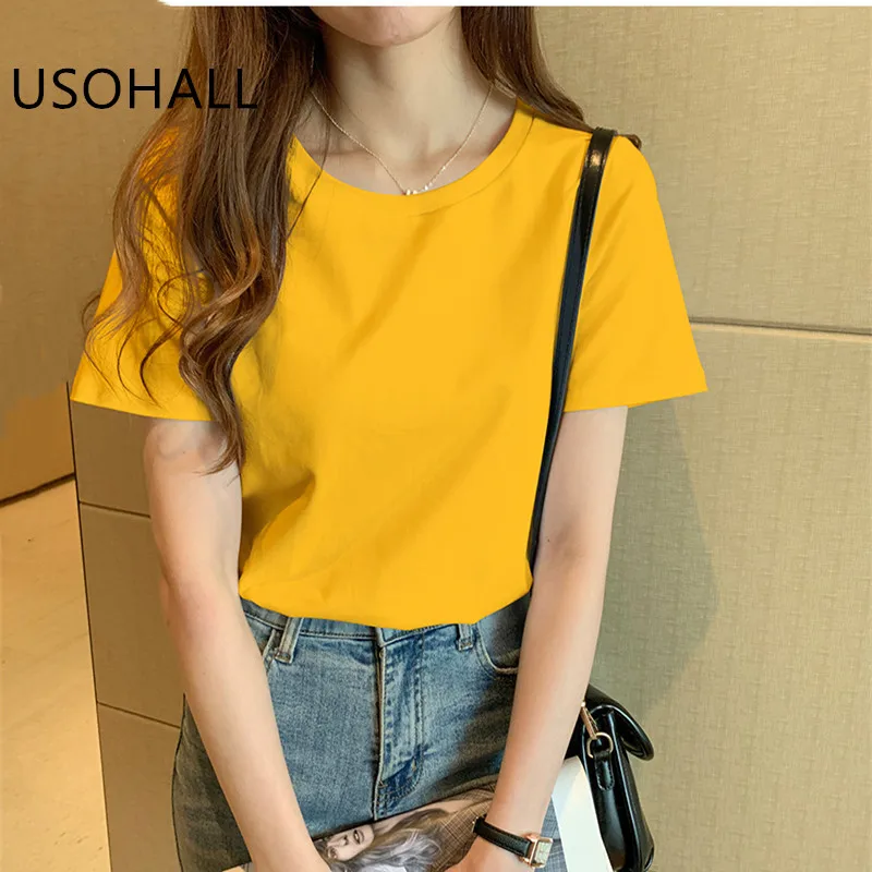 USOHALL 2021 Summer Women Tees Simple Solid Cotton Match Basic Short Sleeve T-Shirts
USOHALL 2021 Summer Women Tees Simple Solid Cotton Match Basic Short Sleeve T-Shirts