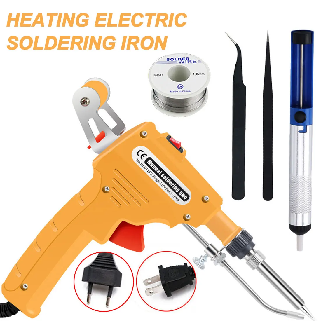 110V/220V 60W U.S./EU Handheld Internal Heating Electric Soldering Iron Automatically Sending Tin Gun Welding Repair Tool
110V/220V 60W U.S./EU Handheld Internal Heating Electric Soldering Iron Automatically Sending Tin Gun Welding Repair Tool
