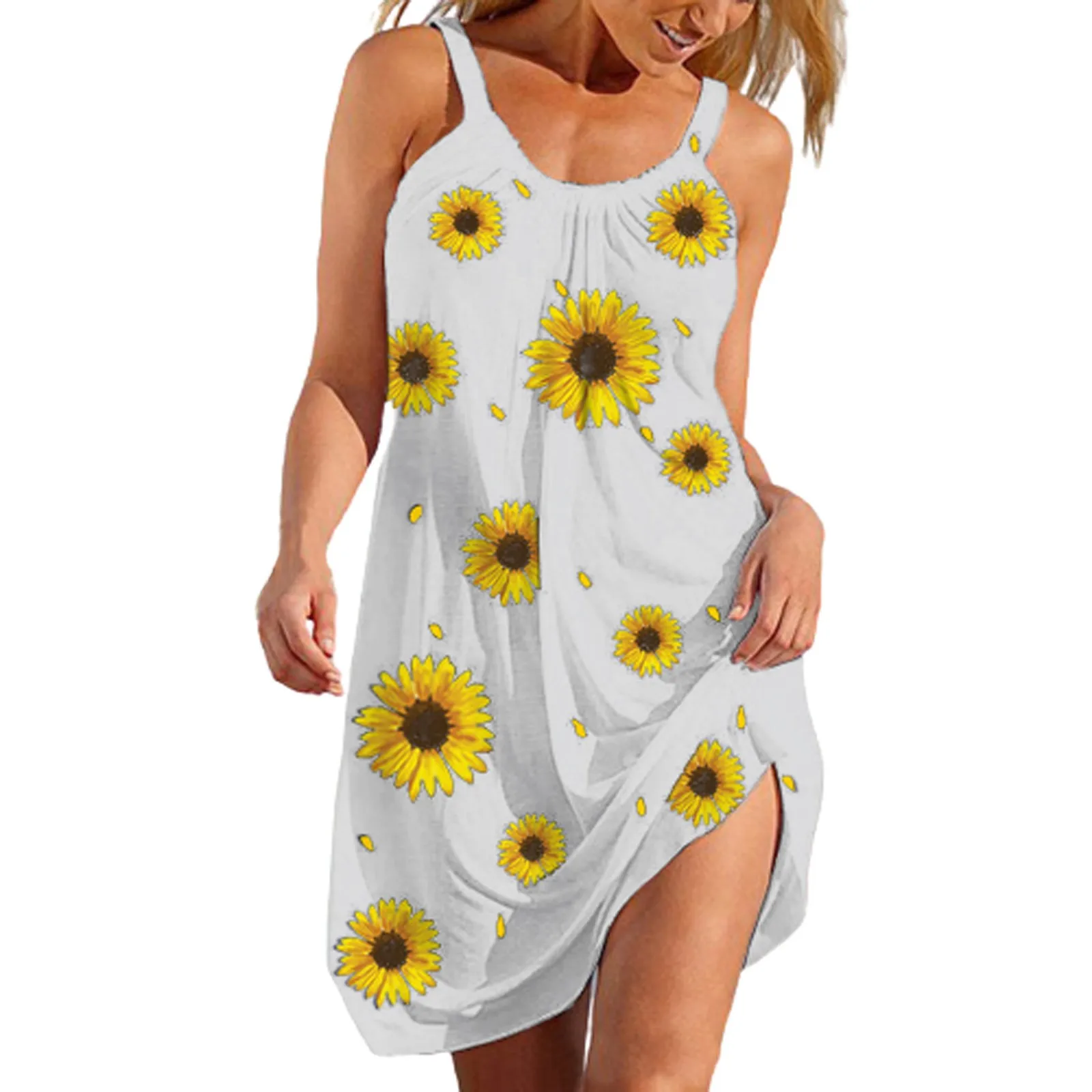 40# Sunflower Printed Tank Dress Women Casual Loose Summer Dress 2021 Vintage Sleeveless Knee Length Dress Beach Summer Dress
40# Sunflower Printed Tank Dress Women Casual Loose Summer Dress 2021 Vintage Sleeveless Knee Length Dress Beach Summer Dress
