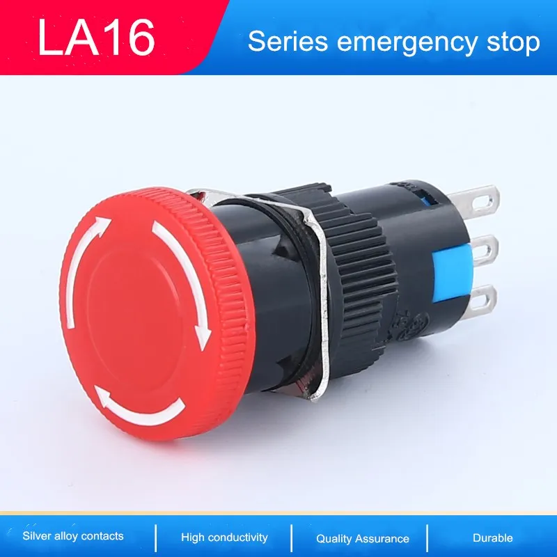 2pcs/lot Self-locking Mushroom Head Emergency Stop Button Switch LA16-11ZS 16mm one open and one closed Switch 16mm hole spacing
2pcs/lot Self-locking Mushroom Head Emergency Stop Button Switch LA16-11ZS 16mm one open and one closed Switch 16mm hole spacing
